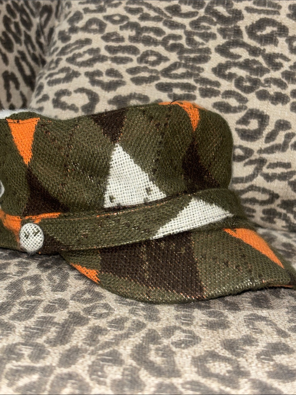 Women’s newsboy hat green argyle y2k military baker boy hat vintage style hat